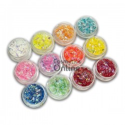 Decoratiuni pentru unghii DC001 din Paiete Foite Subtiri colorate, set 12 bucati